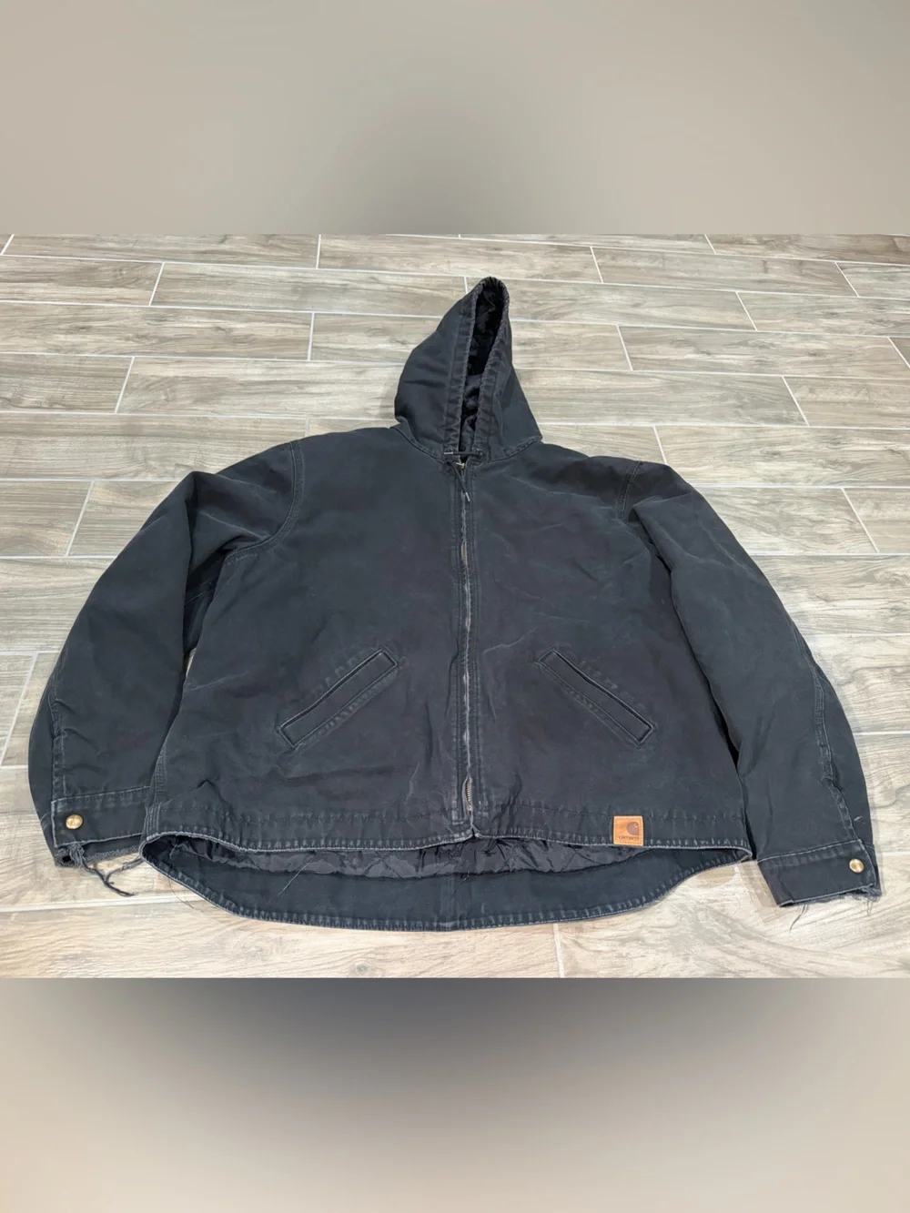 Vintage Carhartt Quilt lined Insulated Black Canvas Jacket Mens XXL 100733 001